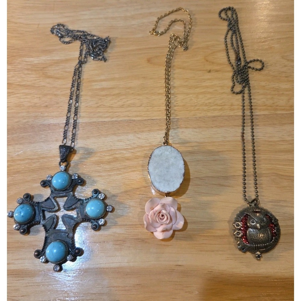 Lot Of 3 Misc Necklaces W/ Interesting Large Charms
